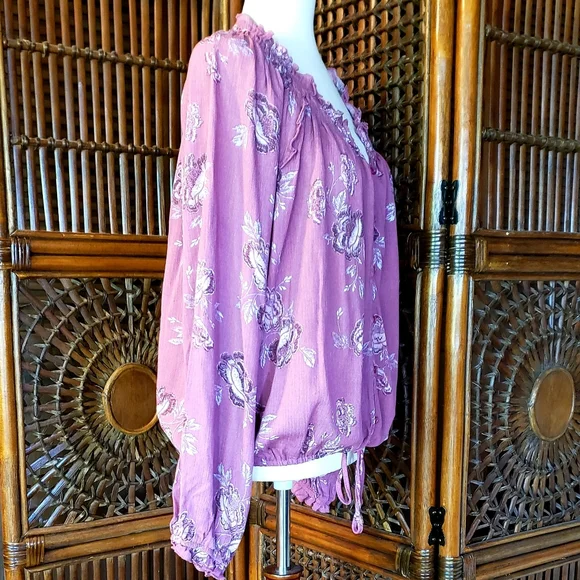 AMERICAN RAG CIE by MACY's Boho Peasant Blouse Bright Mauve Rose XXL NWT - Picture 2 of 10